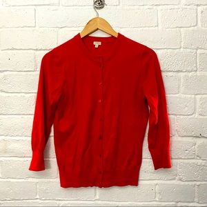 Red short J Crew cardigan size M but fits like a small